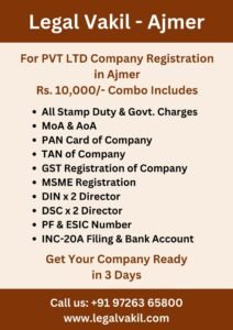 Company Registration Charges in Ajmer