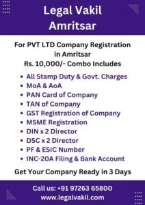 Company Registration Charges in Amritsar