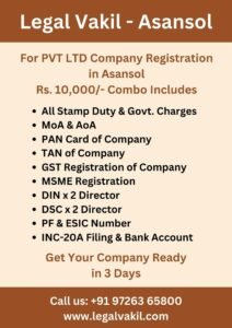 Company Registration Charges in Asansol