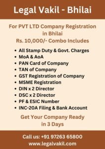 Company Registration Charges in Bhilai