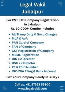 Company Registration Charges in Jabalpur