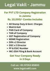 Company Registration Charges in Jammu