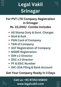 Company Registration Charges in Srinagar