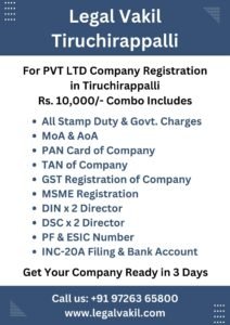 Company Registration Charges in Tiruchirappalli