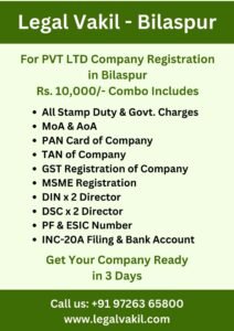 Company Registration Charges in Bilaspur
