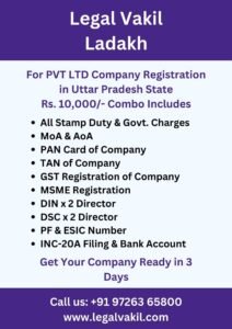 Company Registration Charges in Ladakh