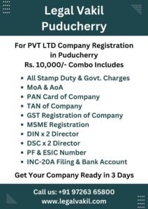 Company Registration Charges in Puducherry