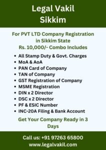 Company Registration Charges in Sikkim