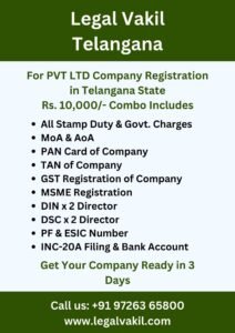 Company Registration Charges in Telangana