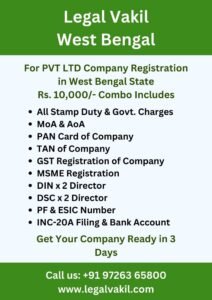 Company Registration Charges in west Bengal