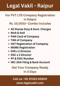 Company Registratoin Charges in Raipur