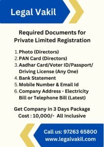 Documents Required for Pvt Ltd Company Registration